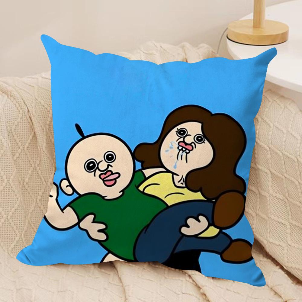 Funny Bbangbbangs Diary Cushion Cover Soft Plush Fabric Double-Sided Printed Sofa Cushion Cover For All Seasons Home Decor Gift