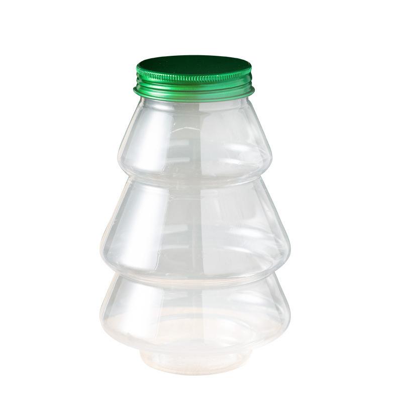 Christmas Candy Jar Christmas Tree Shape Biscuits Bottle Sealed Jar Tea Bottle Snack Storage Jar Food Container New Year 2025