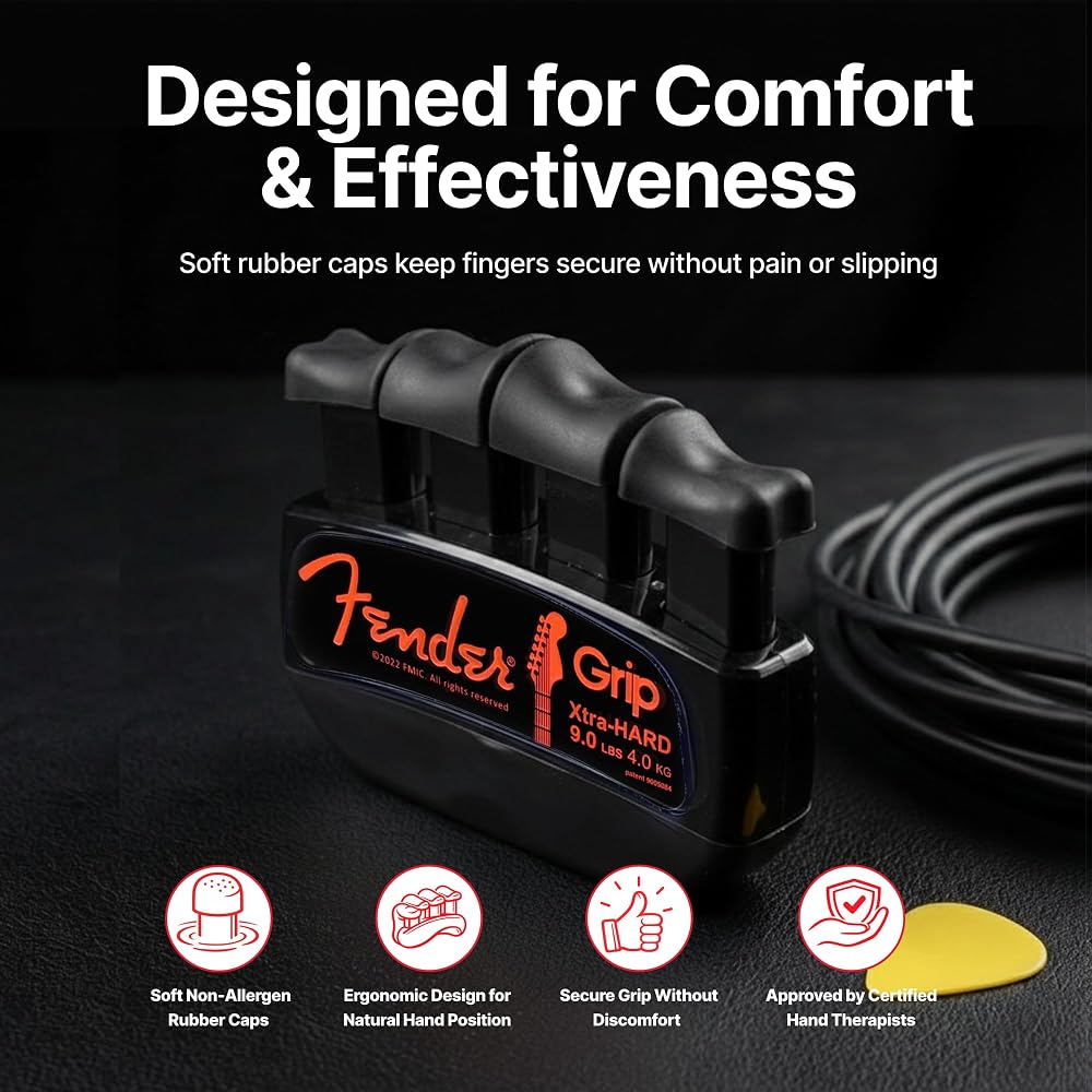 Fender GRIP Hand and Finger Exerciser (Extra Hard - 9 lb/4 kg) - the best ergonomic finger enhanc...