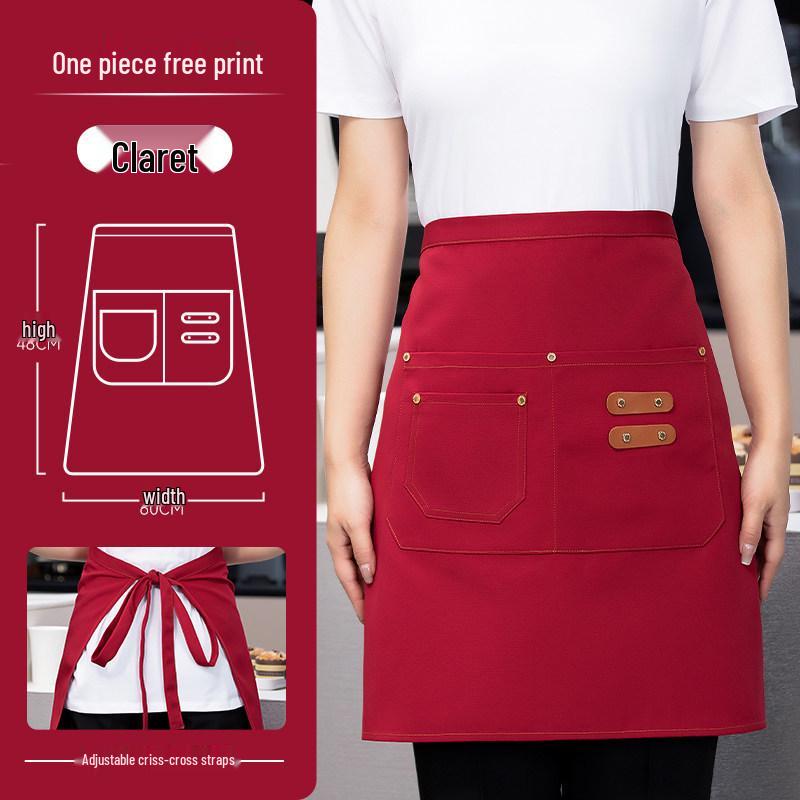 Custom Waterproof Canvas Waist Apron with Logo for Catering, Milk Tea Shops, Baristas