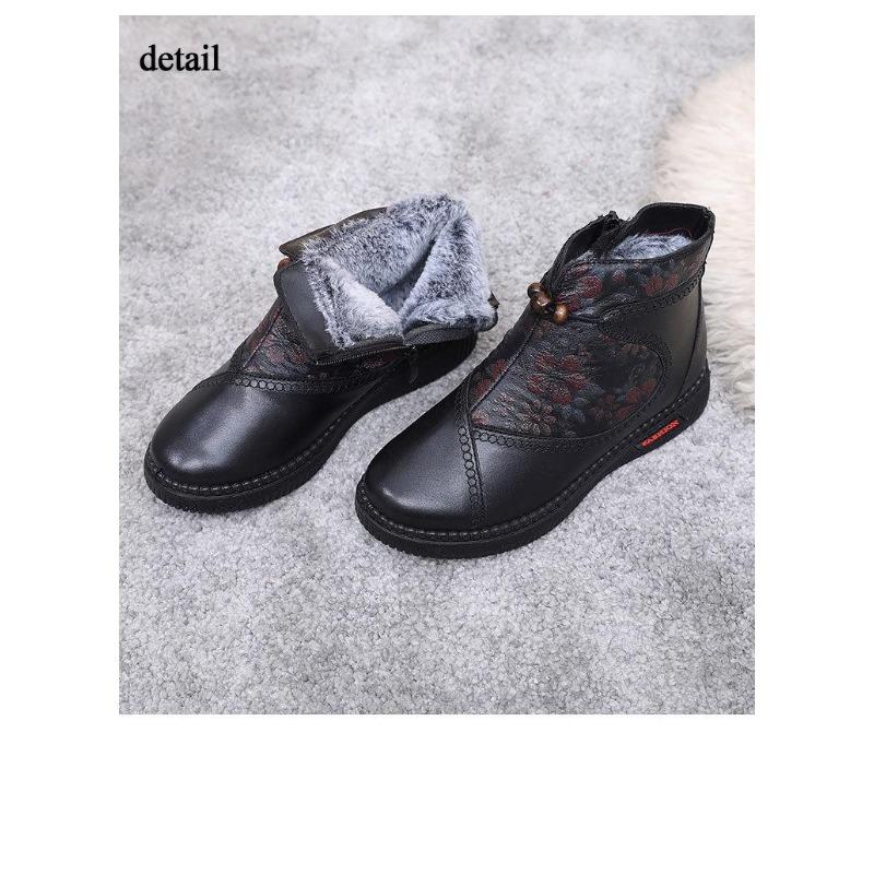 Women Winter Platform Ankle Snow Boots Warm Faux Fur Lined Side Zipper Anti Slip Comfortable PU Leather Short Booties for Women