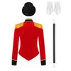 Women Ringmaster Costume Long Sleeve Jacket Stand Collar Fringe Shoulder Boards Golden Trim Hat Gloves Magic Set