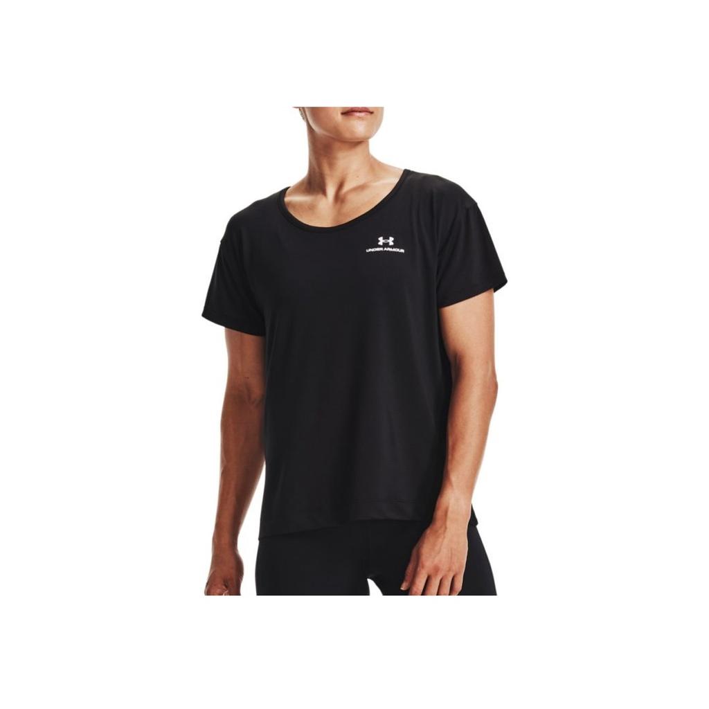 Under Armour Letter Logo Print Quick-Dry Pullover T-Shirt Women Tops Black 1365683-001