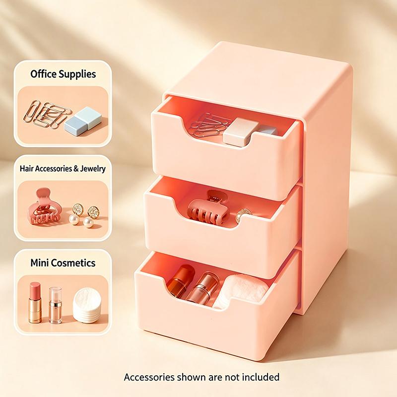 Chic 3-Tier Desk Organizer With Drawers - Ideal For Office Supplies, Jewelry & Cosmetics Storage - Portable Divider Box