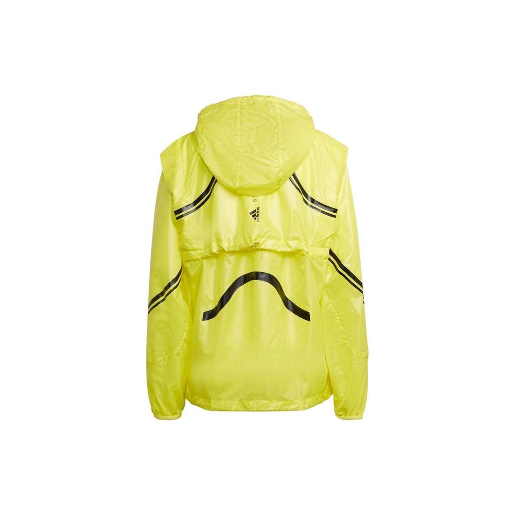 Adidas Striped Hooded Sports Running Jacket Women Jacket Yellow HS8197