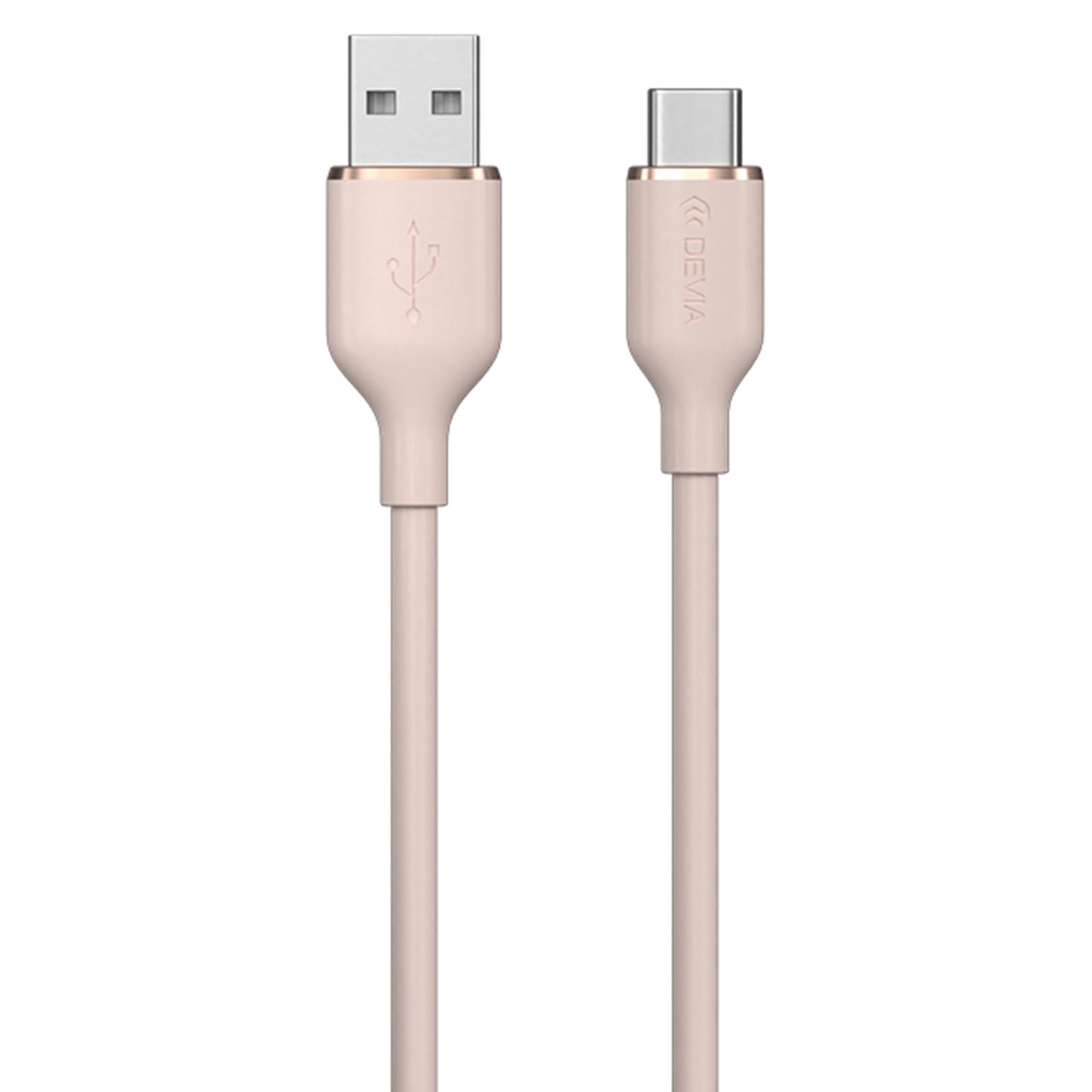 

DEVIA Jelly Series EC629 1.2m USB-A to Type-C Silicone Charging Cable Data Sync Cord Pink