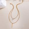 Colier lung cu ciucuri cu două straturi Moda femei simplă în formă de picătură de apă strasuri lungi cu pandantiv coliere cu farmec sexy bijuterii de petrecere
