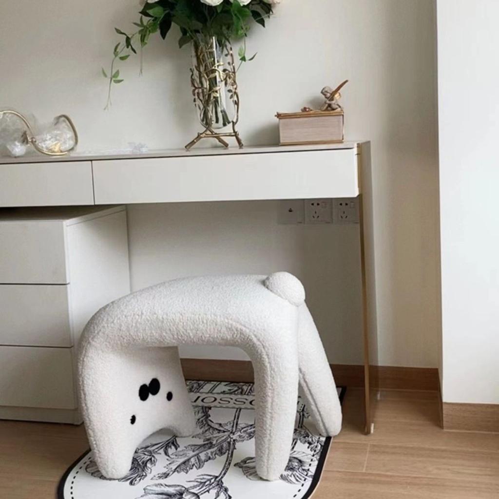 Dressing Stools Armless Plush Entryway Chairs Cute Cat Makeup Room Footrest Vanity Stool for Living Room Bedroom Furniture