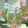 1PC Pig Watermelon Repeat Pattern 750ml Color Plastic Sports Water Bottle Leakproof Flip Straw Lid Suitable for Sports Office Home Use