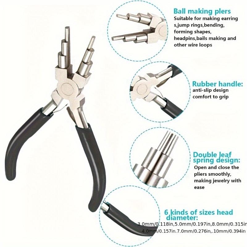 2pcs/set 6 In 1 Bail Making Pliers Jewelry Bail Pliers, Nylon Nose Pliers for Jewelry Making Beading Looping Shaping Wire DIY Crafts