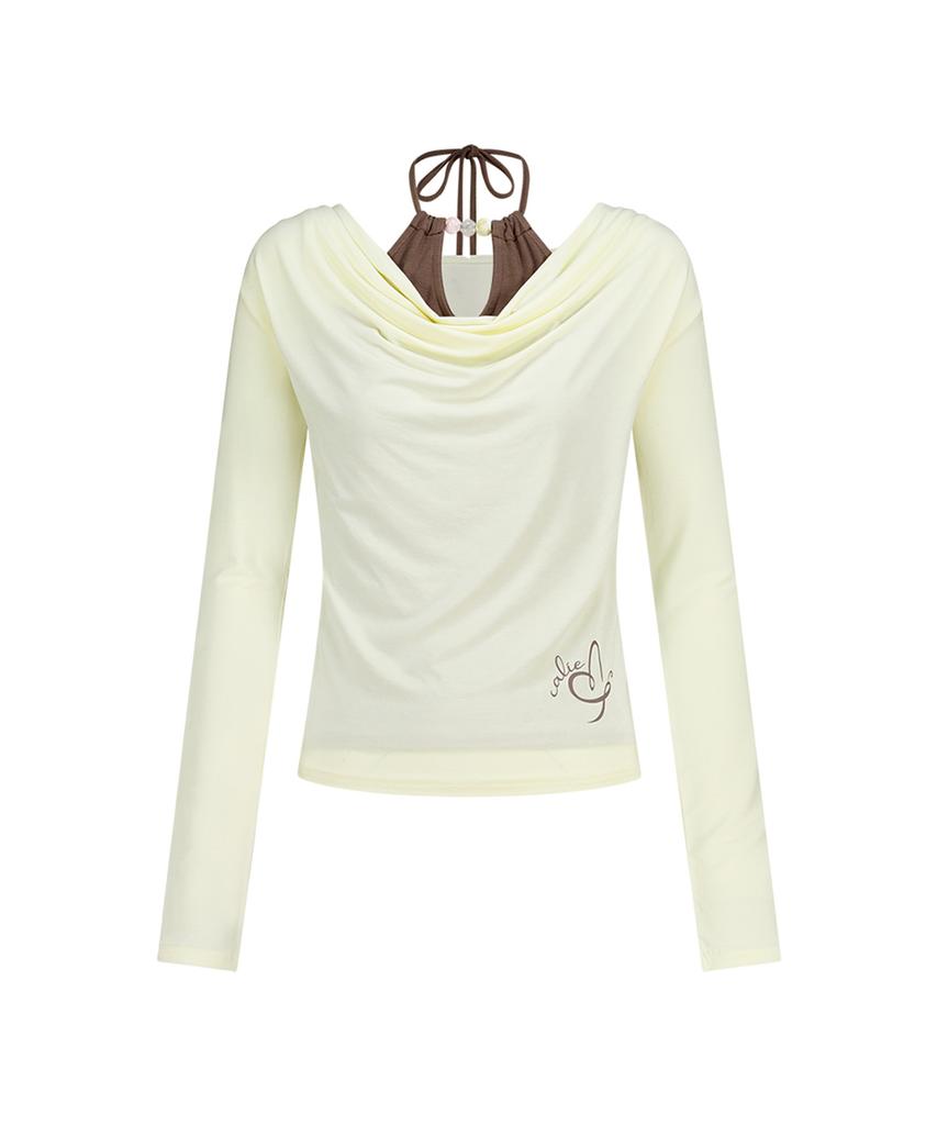ASIF CALIE Layerd Beads Cowl Neck T-Shirt Yellow