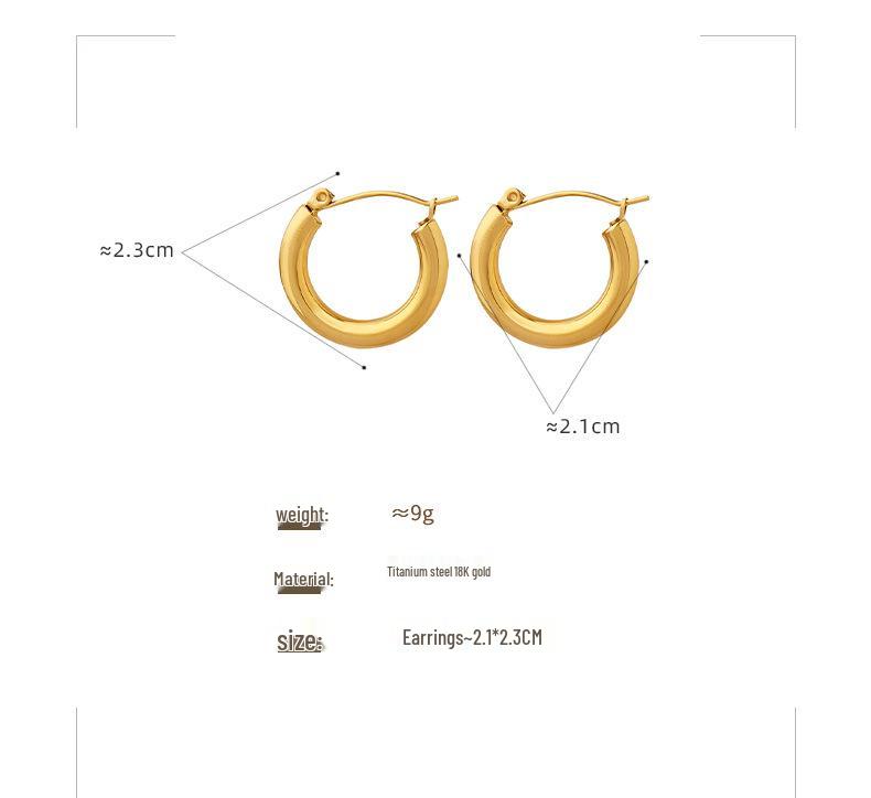 European & American Style Non-Fading Heavy Metal Hoop Earrings - Versatile Simple Titanium Steel Women's Jewelry