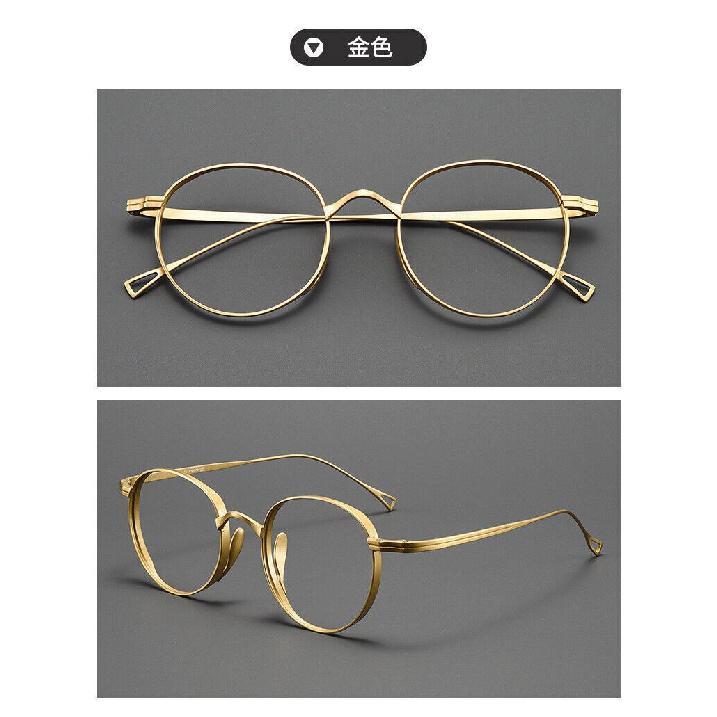 Pure Titanium Glasses Frames Retro Oval Gold Eyeglasses Women Men Spetacles