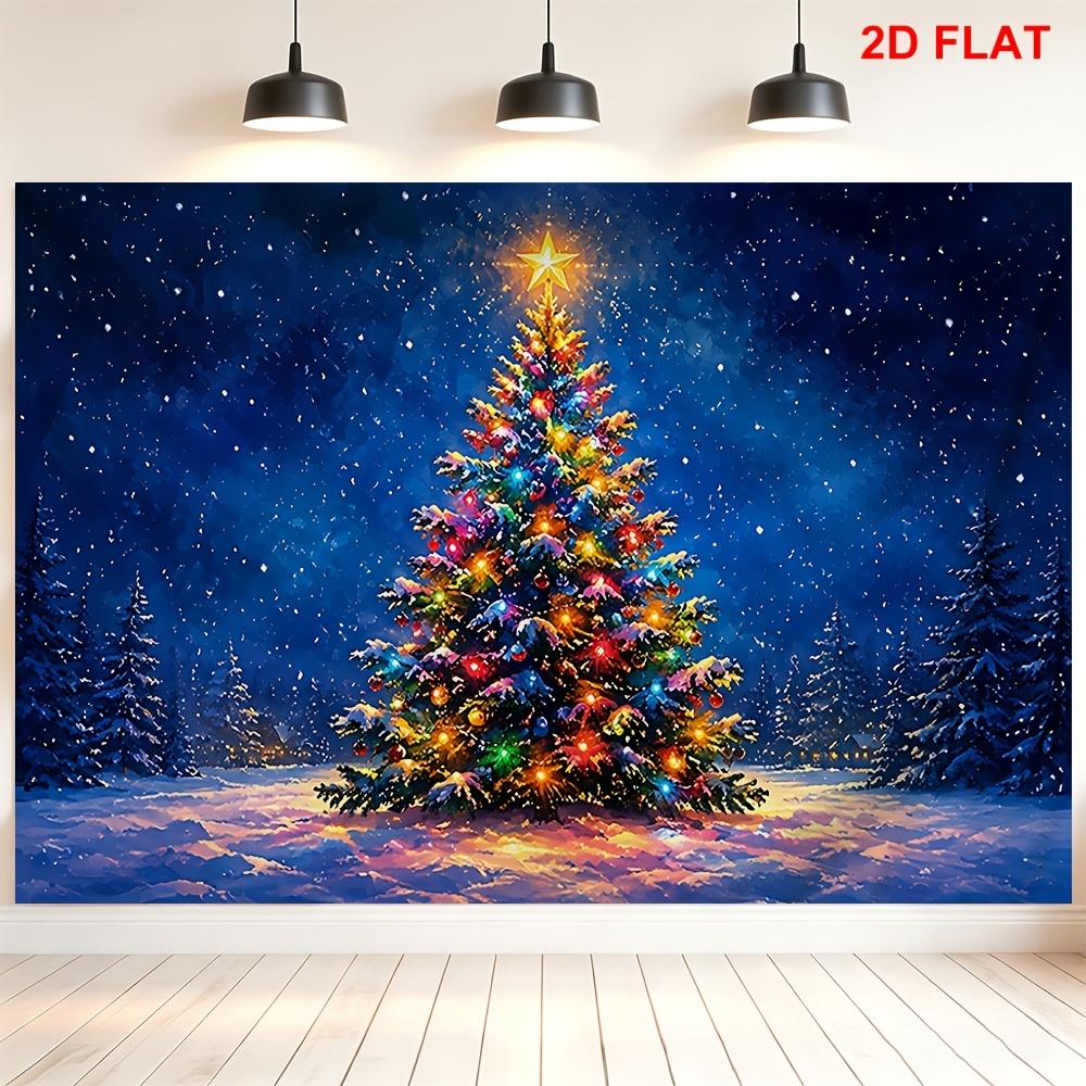 1Pcs Christmas Tree Snowy Night Decoration Background Winter Backdrop For Photo Studio Photo Booth Party