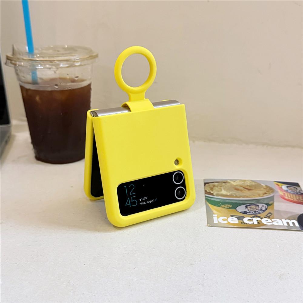 Offical Liquid Silicone Ring Holder Case For Samsung ZFlip 3 4 Folding Soft Candy Color Camera Protective Shockproof Cover Funda