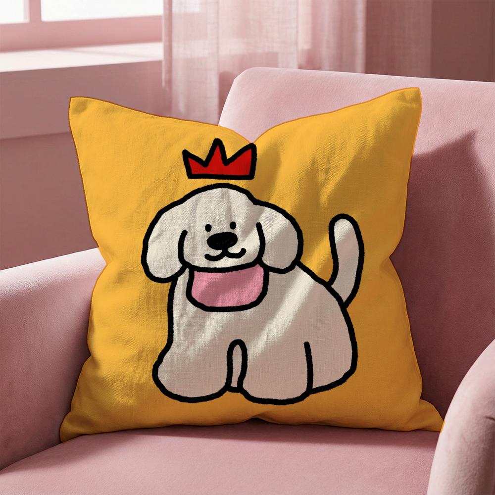 Happy Dog Cushion Cover Multi-Scene Pillow Cover for Home & Car - Reversible, Soft & Durable for Daily Use