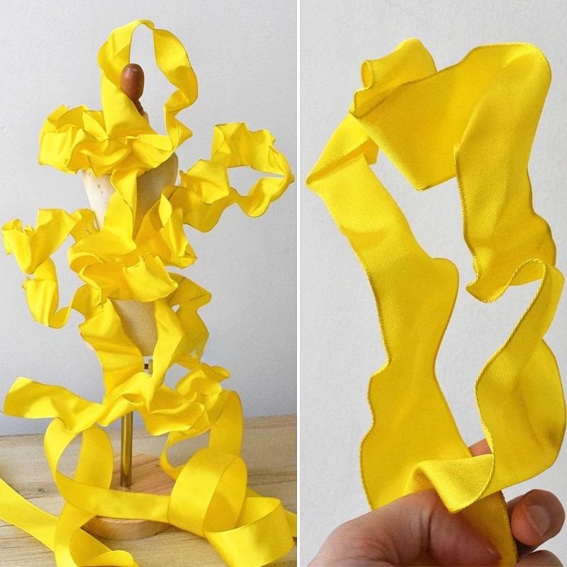 

100cmX4cm Gradient Silk Satin Pleated Steel Wire Lace Lotus Leaf Edge Accessories Cuff Cake Decoration Texture Modeling Fabric 100cmX4cm