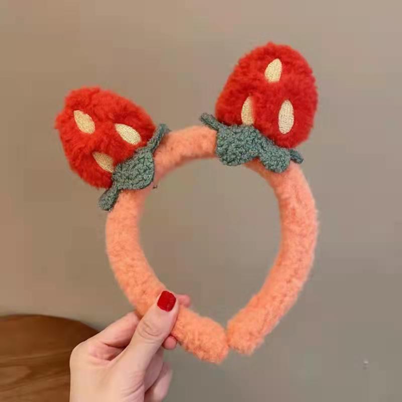 Cute Strawberry Headband: 3D Sweet Forest Design for Makeup & Face Wash - Korean Style