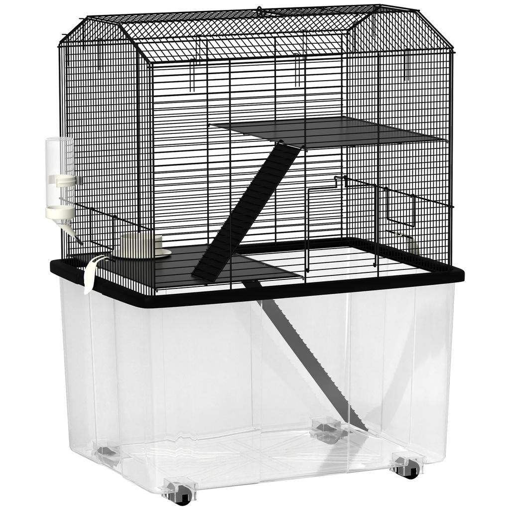 Three Tier Gerbil Cage Hamster Cage For Dwarf Hamster W Wheels Deep Bottom Food Dish Water Bottle