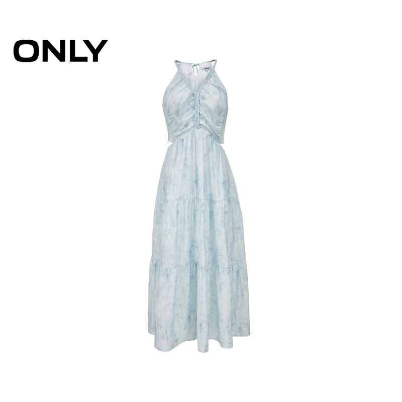 ONLY 2025 Floral Print V-Neck Tie-Front Midi Dress