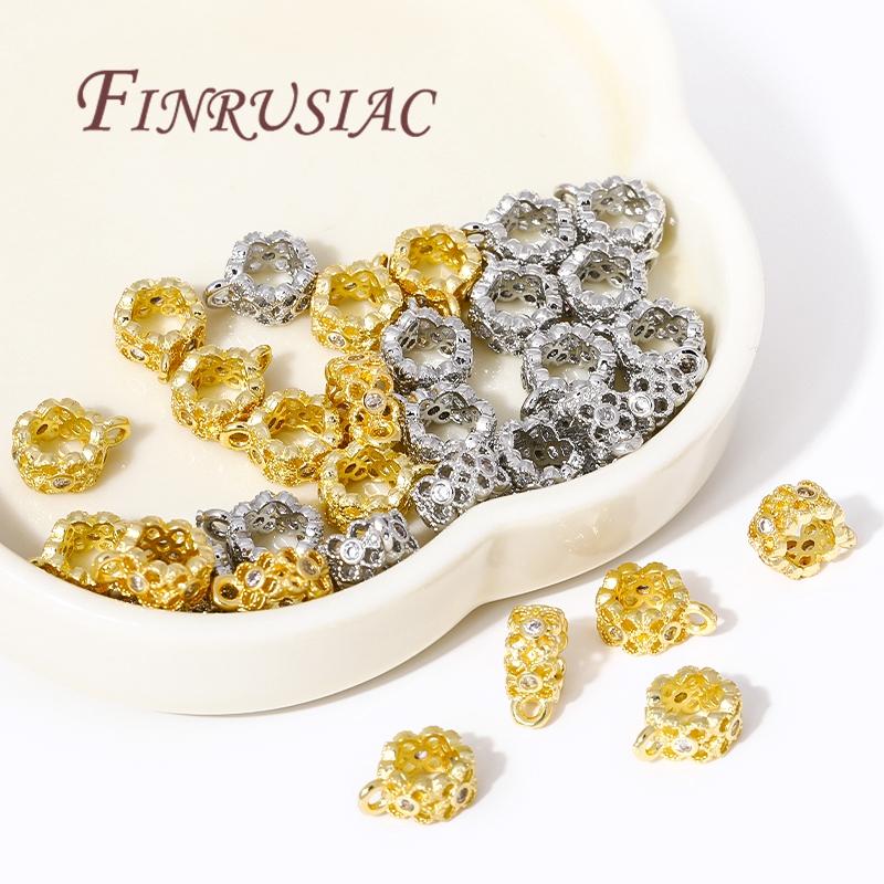 2/6/12Pcs/Lot 18K Gold Plated Bail Beads For Jewelry,Bails For Pendants Connector DIY Bracelet Accessories,Separators For Beads