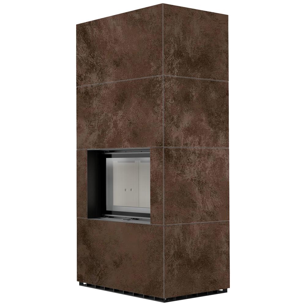 Modułowy kominek KRATKI FLOKI BOX 8 kW Ø 160 kwarcowy spiek OXIDE MORO samozamykające się drzwi