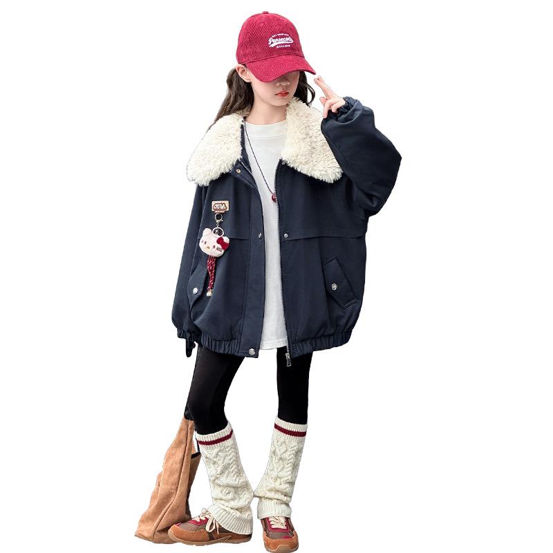 Girls' Quilted Coat - 2025 Autumn/Winter Trendy Thickened Cotton Jacket for Big Children