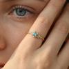 Sterling Silver Rose Inlaid Aquamarine Zircon Ring - Elegant Women's European & American Style