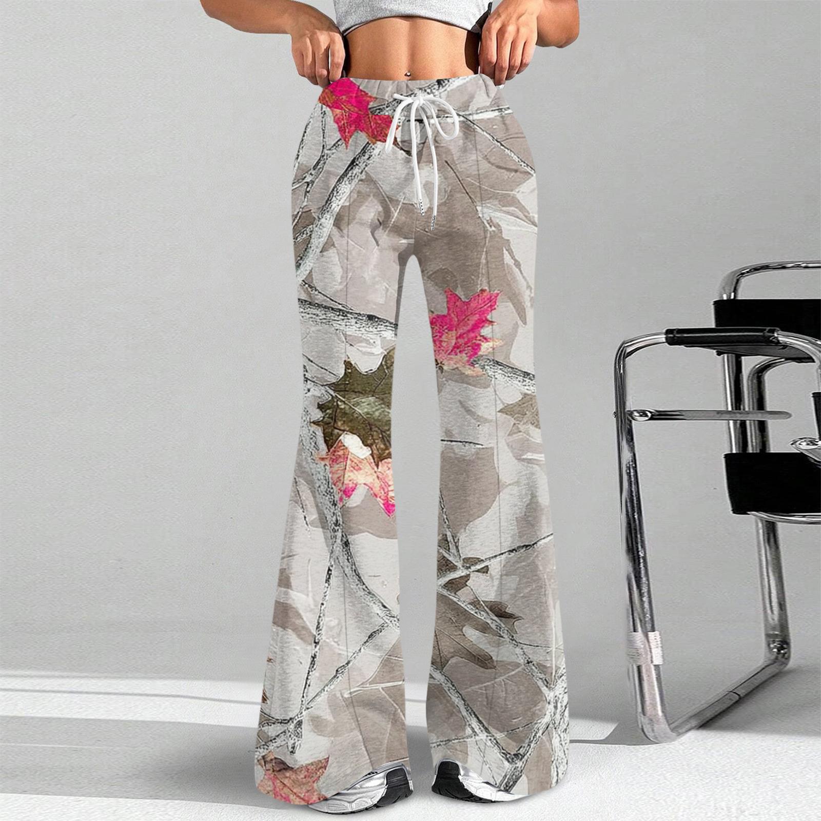 

Women s Fashion Loose Drawstring Waist Print Casual Sports Pants Casual Flared Pants S