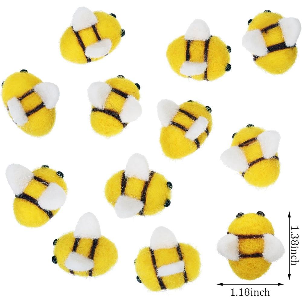 Felt Bees for Crafts, 12 Pcs Small Wool Bumble Bee Plush Decor for Baby Shower Decorations, Party Supplies and Costume DIY