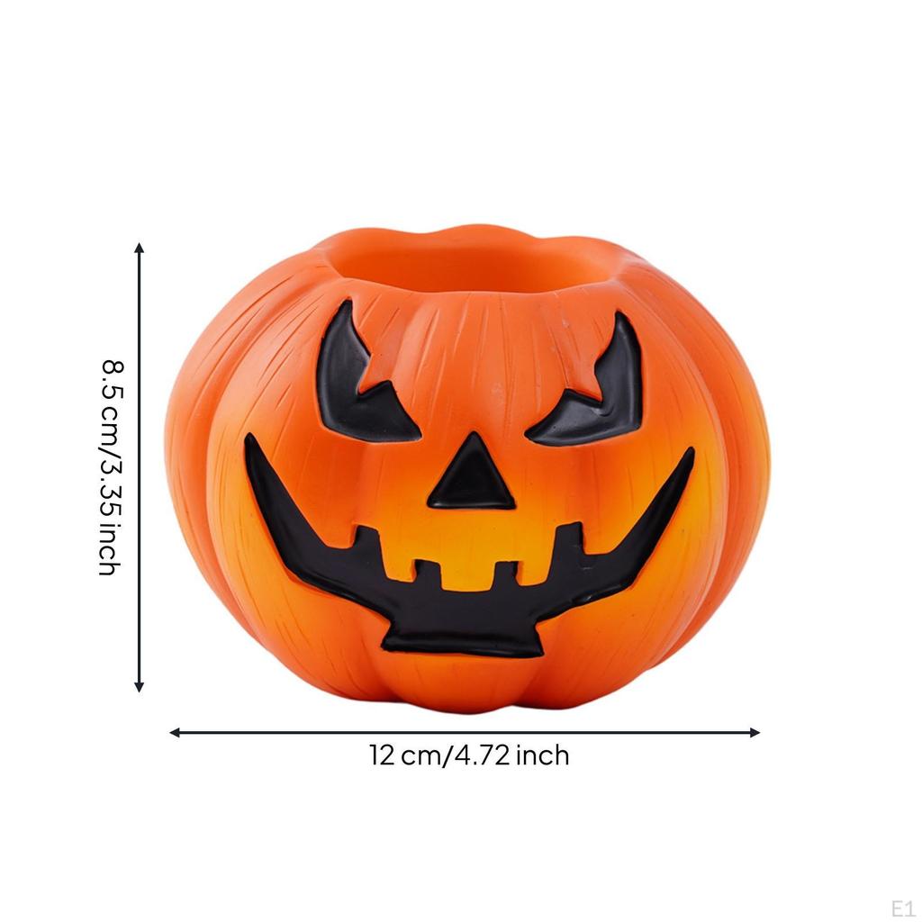 Pumpkin Ornament with Hollow Opening Halloween Resin Carved JackO'Lantern Statue for Home