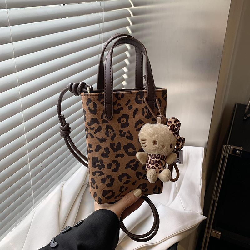 Handytasche Damen Umhängetasche Neues Nischendesign Leopardenmuster Handtasche Kleine Tasche für Handys