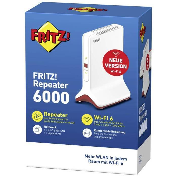 Répéteur wi-fi 6 - avm - fritz! 6000 - 5 ghz jusqu'à 2400 mbit/s - 2,4 ghz jusqu'à 1200 mbit/s - 2,5 gigabit lan