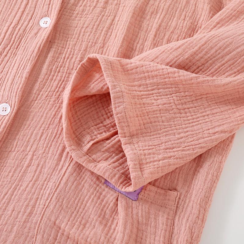 Double-Layer Gauze Cotton Hooded Cardigan Robe Pajamas