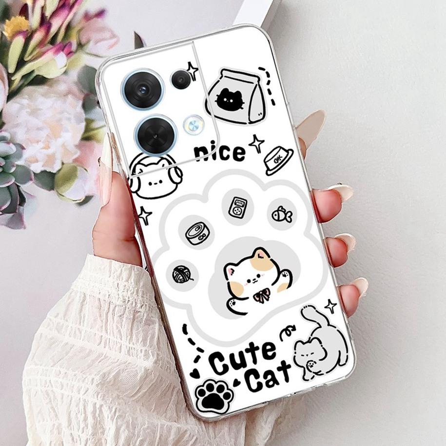 For OPPO Reno 8 Case CPH2359 Cover Cute Cartoon Cat Carp Lion Soft Silicone Shockproof Bumper For OPPO Reno8 Pro 5G CPH2357 Capa