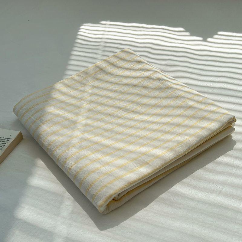 New Solid Minimalist Washed Striped Bed Sheet, Soft Bedding for Single Double Student Dormitory Home
