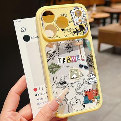 Airplane Travel Line Label Case For iPhone 17 Pro Max For iPhone 16 15 14 13 Pro Max Luxury Hybrid TPU+PC Clear Back Hard Cover