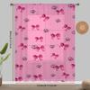 1PC Valentine's Pink Bow & Diamond Heart Curtains Romantic Sheer Drape Light Filtering Window Curtain for Bedroom