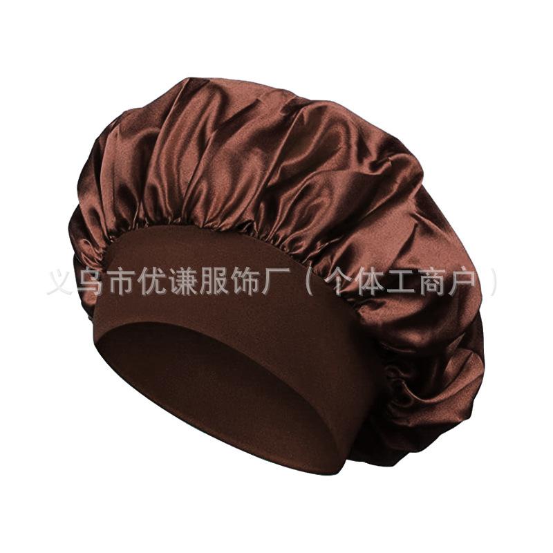 Women's wide-brimmed high-elastic hat satin nightcap hair shower cap high-end material satin hair cap