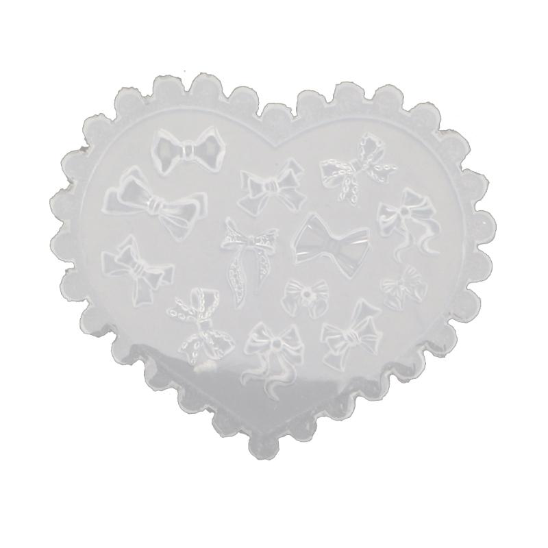 Sculpture Stamping Plate Nails Art Stencils Crystal Epoxy Resin Mold Silicone Nail Carving Mold 3D Mini Bowknot Mould