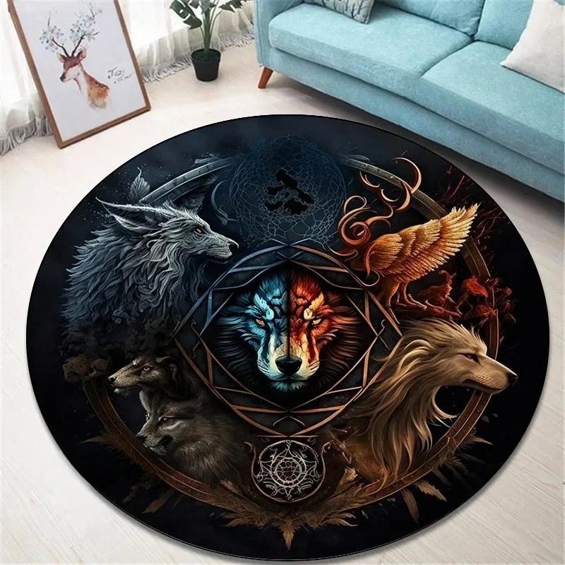 Runder Vintage-Teppich 'Baum des Lebens' für Wohnzimmer und Schlafzimmer Eleganter rutschfester Teppich Stilvolle dekorative Bodendekoration Perfektes Geschenk