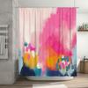 Abstract Art Shower Curtain Modern Teal Blue Beige Brush Stroke Backdrop Bathroom Decor Washable Waterproof Fabric