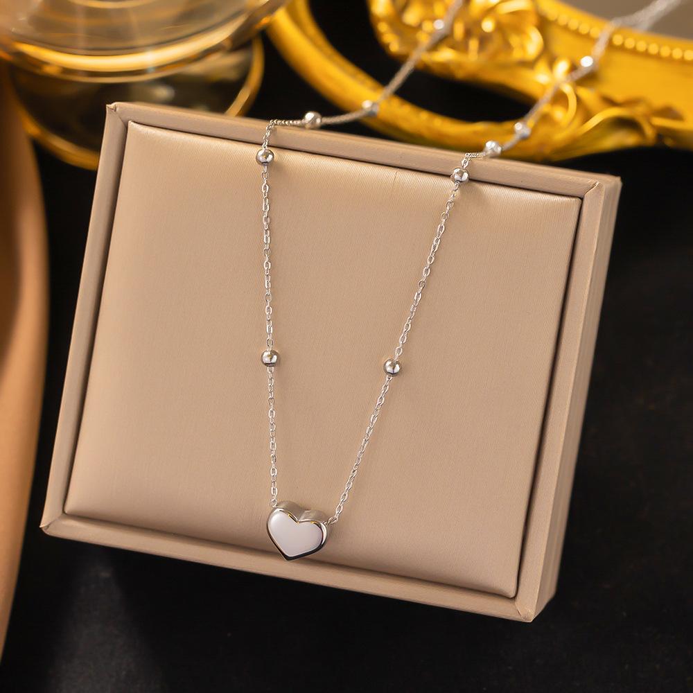 316L Stainless Steel Love Heart Pendant Necklace For Women Fashion Ladies Gold Color Clavicle Chain High Quality Jewelry Gifts