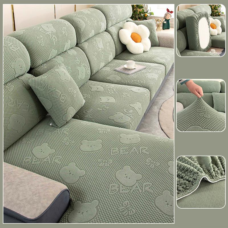 

Жаккардовый чехол с медведем для дивана, чехол для подушки, эластичные чехлы для дивана для гостиной, чехол для дивана, чехол для стула, дивана, домашний декор Normal size-1 зелёный