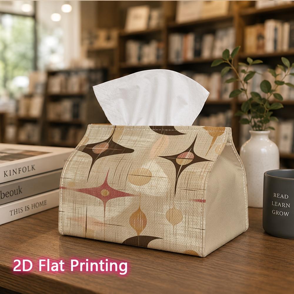 1pc, 2D Flat Printing, Tissue Box Retro Geometric Patterns Printed Tissue Box, Suitable for Home, Kitchen, And Car Decoration, Tissue Dispenser, Ideal