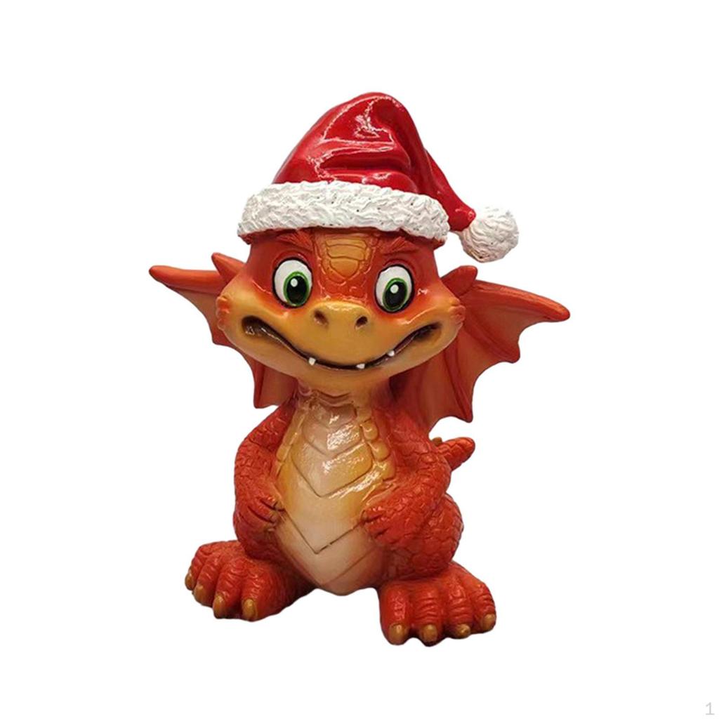 Christmas Decoration Dragon Figurine Miniature Lovely Xmas Statue Ornament for Home