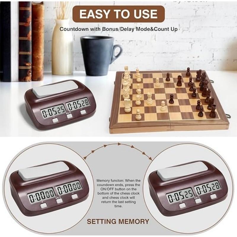 3-i-1 Multifunktionell Schackklocka Bärbar Digital Schacktimer Lätt Professionell Speltimer