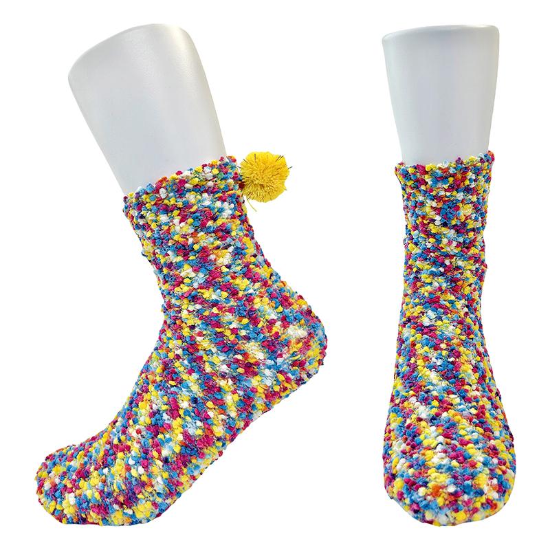 

1 pair of coral fleece skin friendly socks gift breathable daily cute colorful lightweight and warm жёлтый