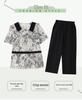 Elegant Summer Two-Piece Set for Women 40s-50s: Plus-Size Chiffon Short-Sleeve Suit