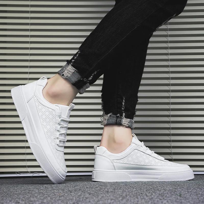 Herren Plateau Sneaker Schuhe Outdoor Rutschfest Leicht Atmungsaktiv Herren Casual Sportschuhe 2024 Designer Leder Herren Slipper